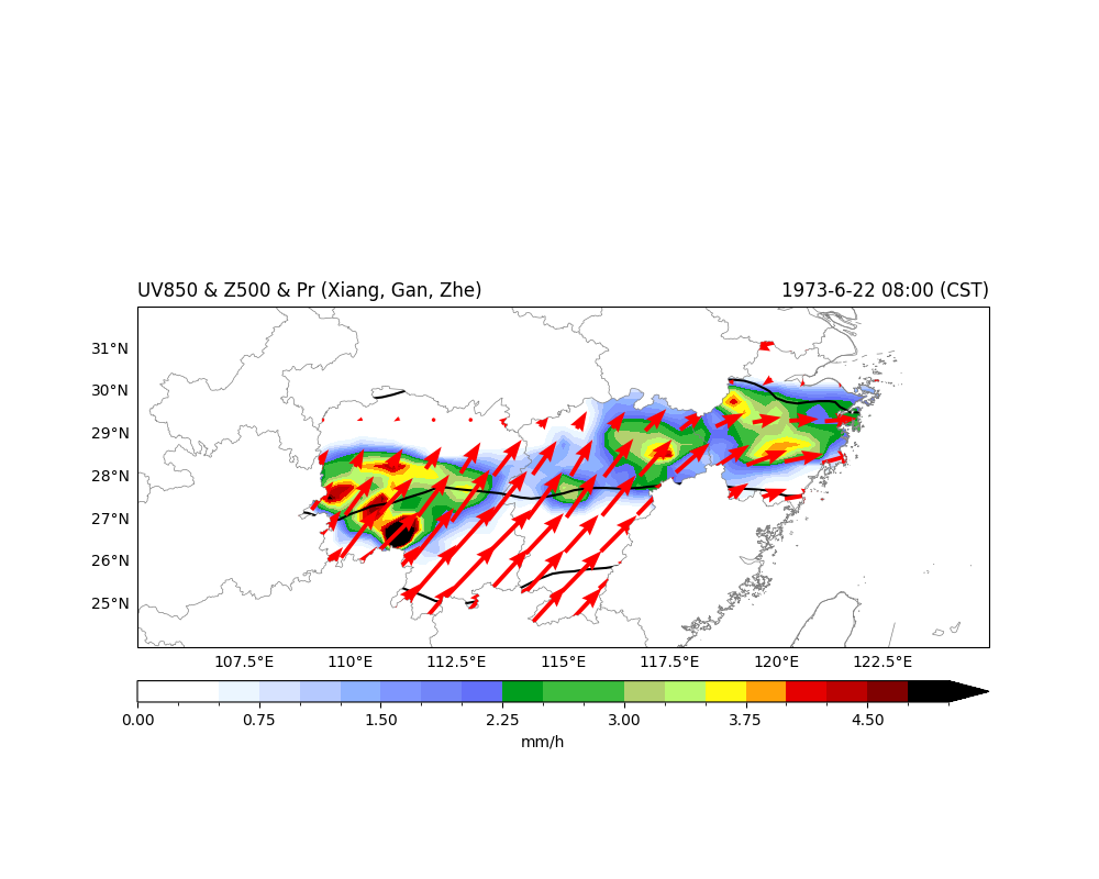 UV850 & Z500 & Pr (Xiang, Gan, Zhe), 1973-6-22 08:00 (CST)