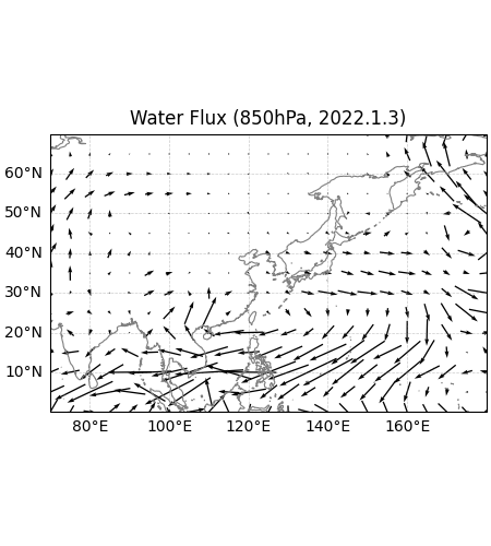 Water Flux (850hPa, 2022.1.3)